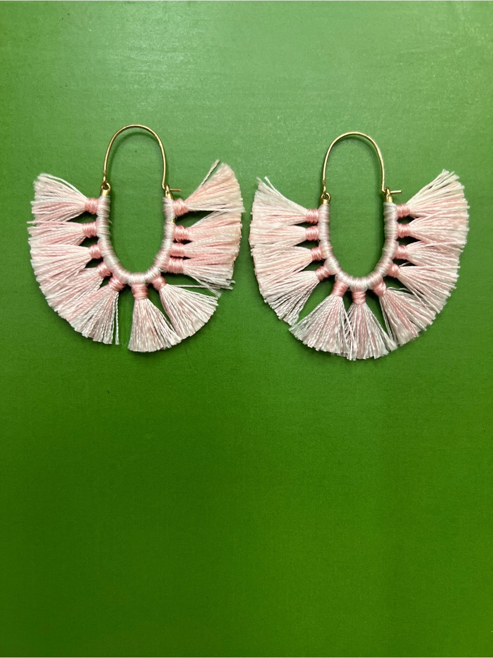 Pink Tassel Fringe Hoop Earrings - Women Jewelry